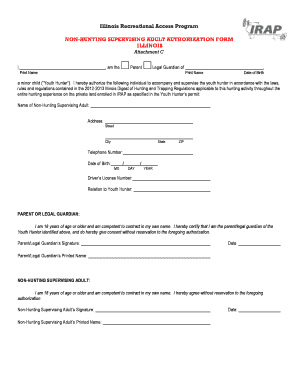 Illinois Non-Hunting Supervising Adult Authorization Form