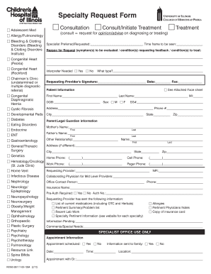 Specialty Request Form