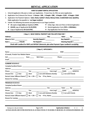 Las Vegas Rental Application Form