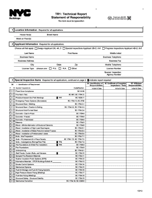 New York City Construction Code TR1 Form