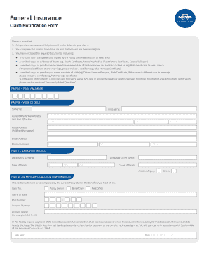 Funeral Insurance Claim Notification Form
