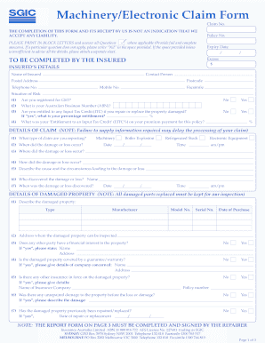 Australian Machinery Electronic Claim Form