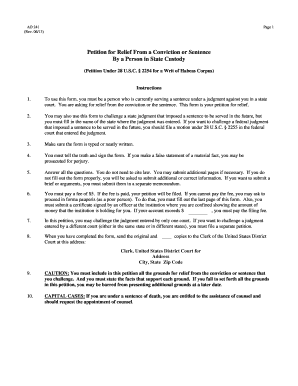 Petition for Relief From a Conviction or Sentence