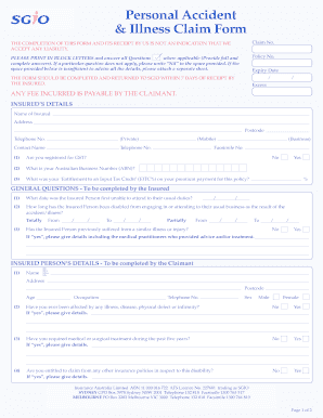 Personal Accident & Illness Claim Form