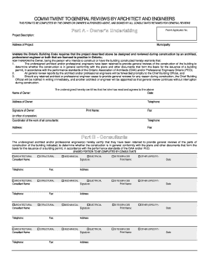Ontario Building Code General Reviews Commitment Form