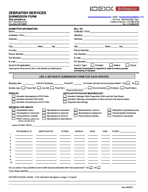 Zebrafish Services Submission Form
