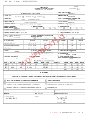 API Well Number: 43013526190000 API Well Number: 43013526190000 FORM 3 STATE OF STATE OF UTAH DEPARTMENTOF NATURALRESOURCES DEPARTMENT OF NATURAL RESOURCES DIVISION OF OIL, GAS AND MINING DIVISION MINING AMENDED REPORT AMENDEDREPORT and