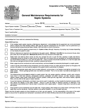 Septic System Maintenance Agreement