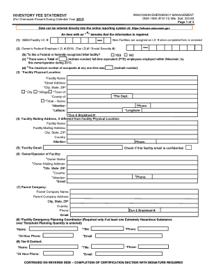 Wisconsin Inventory Fee Statement