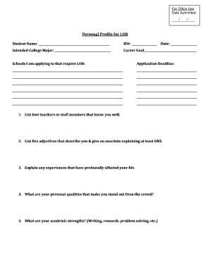 Letter of Recommendation Request Form