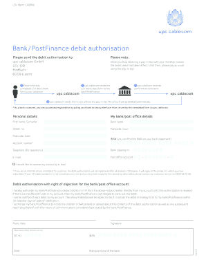 Direct debit authority form template - upc fax