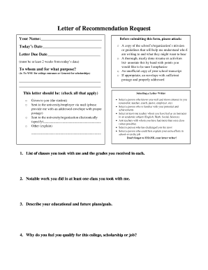 Letter of Recommendation Request Form