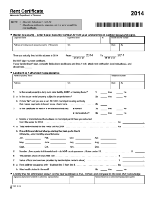 Wisconsin Rent Certificate