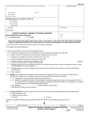 Proof of Service Disability Access Litigation