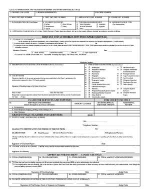 CJA 21 Authorization and Voucher for Expert Services