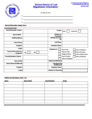 Wisconsin School Registration Form