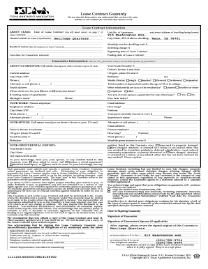 Texas Lease Contract Guaranty Form