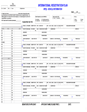 International Registration Plan Vehicle Information Form