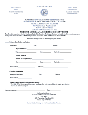 Nevada Medical Marijuana Cardholder/Caregiver Registry Application