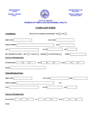 Nevada Healthcare Complaint Form
