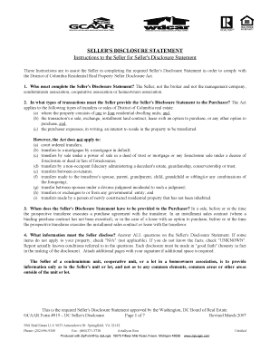 DC Seller's Disclosure Statement