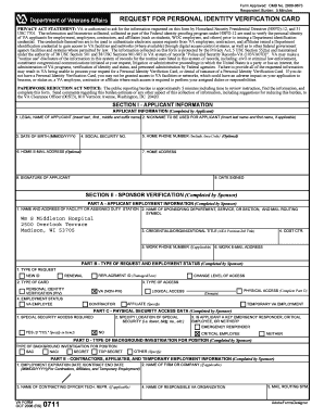 VA Form 0711 Request for Personal Identity Verification Card