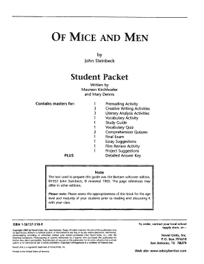 Of Mice and Men Student Packet