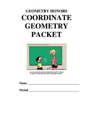 Geometry Honors Coordinate Geometry Homework Packet
