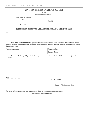 Criminal Case Subpoena