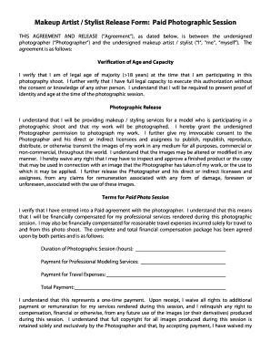 Makeup Artist Stylist Release Form