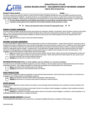 School Record Update - Documentation of Informed Consent