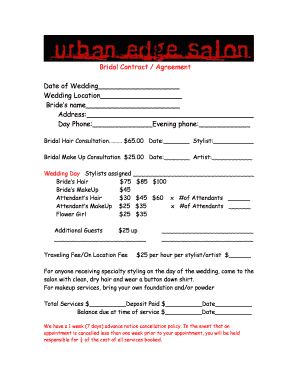 Bridal Service Agreement