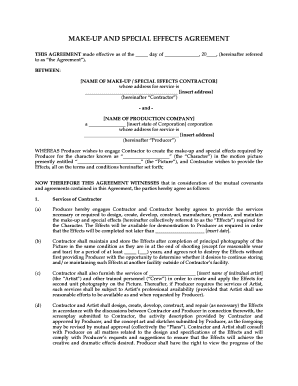 Make-Up and Special Effects Agreement