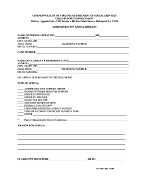 Virginia Child Support Enforcement Appeal Form