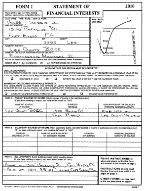 Florida Financial Disclosure Form 1