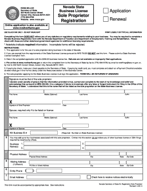 Nevada State Business License Application