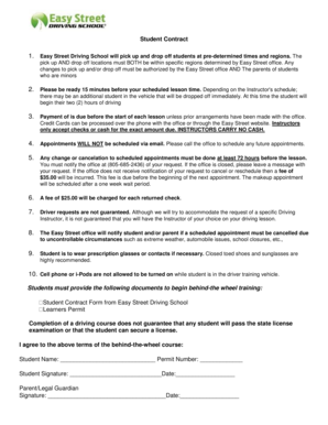 Student Contract Form