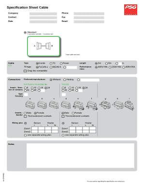 Y-Type Cable Specification Sheet