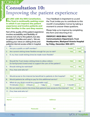 NHS Patient Experience Feedback Form