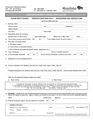Manitoba Averaging Permit Order Application