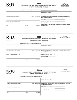Kansas Nonresident Beneficiary Tax Withheld Form
