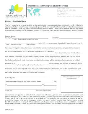 Kansas HB-2145 Affidavit