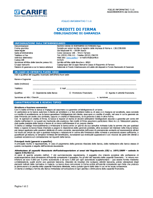 Foglio Informativo Crediti di Firma