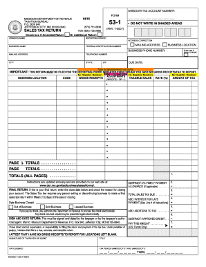Missouri Sales Tax Return Form