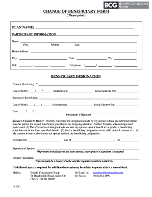 Change of Beneficiary Form