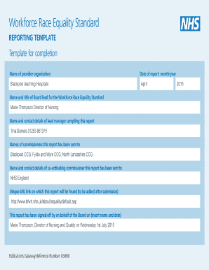 Workforce Race Equality Standard Reporting Template