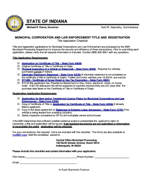 Indiana Title and Registration Application