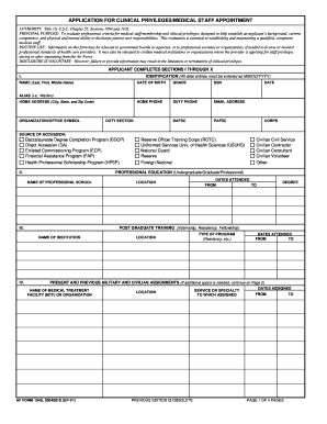 Application for Clinical Privileges/Medical Staff Appointment