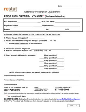 Caterpillar Prescription Drug Prior Authorization Form
