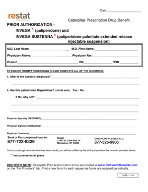 Caterpillar Prescription Drug Prior Authorization Form